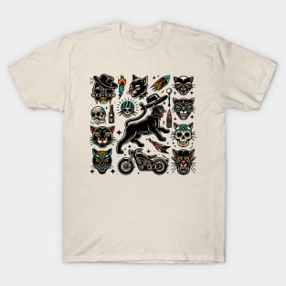 Black Panther Flash Tattoo Packed T-Shirt